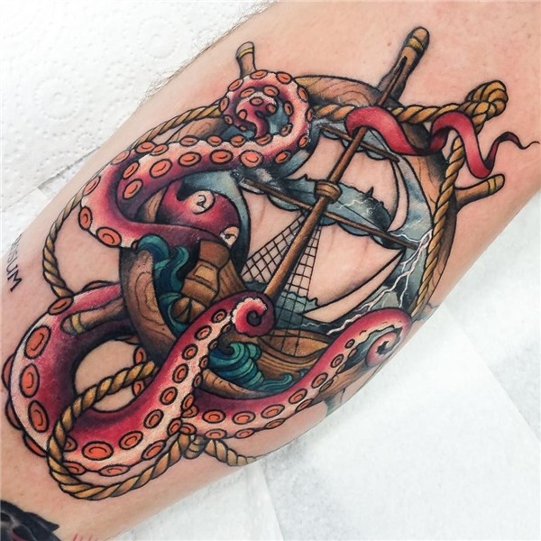 11 Monstrous Kraken Tattoos Kraken tattoo, Octopus tattoos,