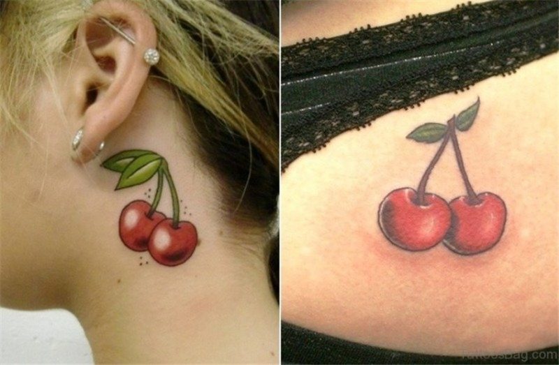 12 Delightful Cherry Tattoos On Neck
