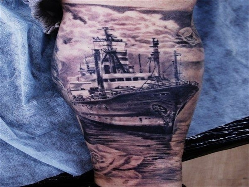 13 Incredible Titanic Tattoo Designs Navy tattoos, Boat tatt