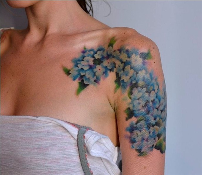 20 Hydrangea Tattoos Hydrangea tattoo, Watercolor orchid tat