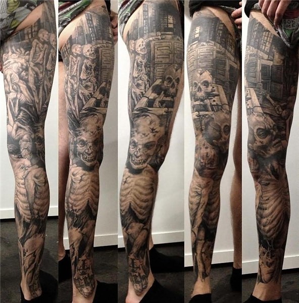 24+ Black And White Leg Tattoos