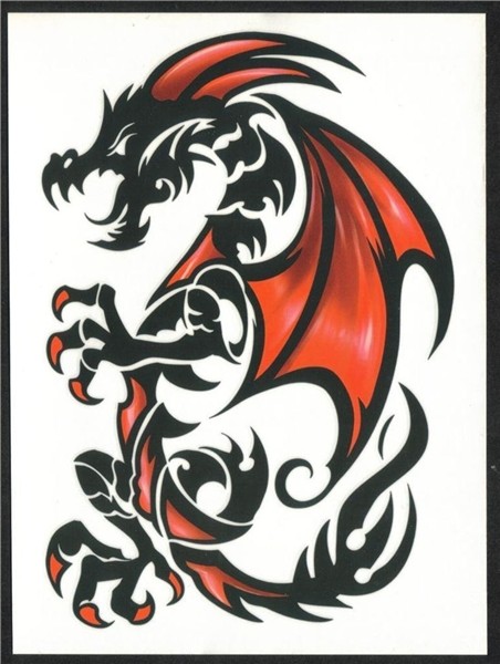 $2.99 - Dragon Red And Black Extra Large Size Temporary Tatt
