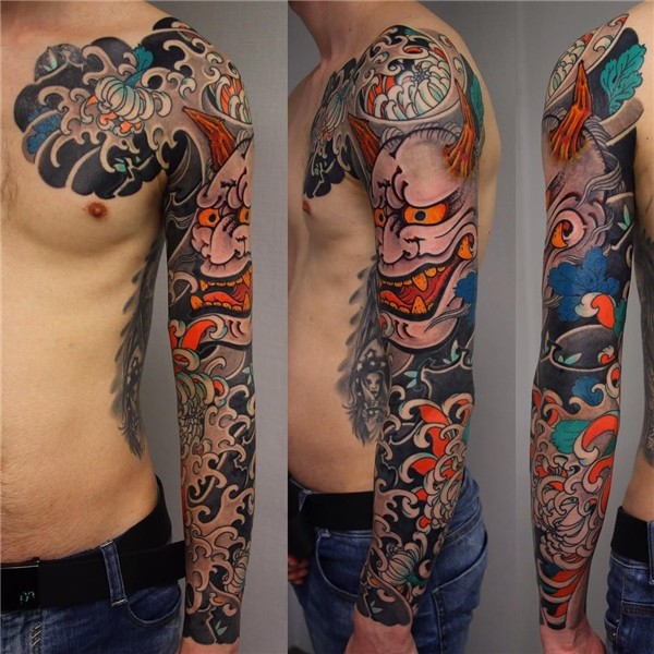 29+ Best Oni mask tattoo sleeve image HD