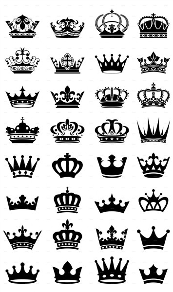 32 Royal Black Crowns Preview - GraphicRiver Crown tattoo de