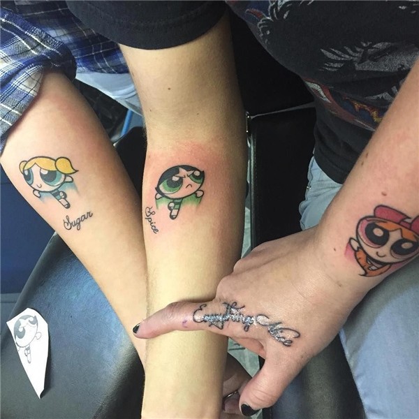 3 Best Friends Power Puff Girls Tattoos #tattoosforgirls Fri