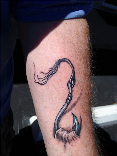 3D Fish Hook Tattoo By Mike Hessinger at Moonlight Tattoo Se