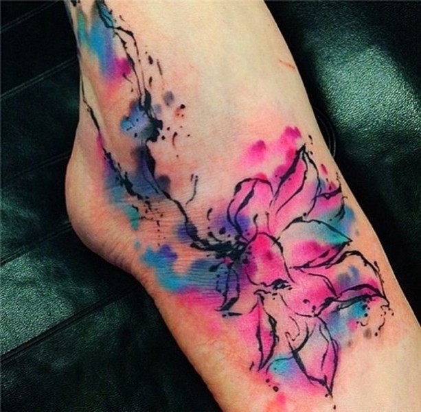 45 Incredible Watercolor Tattoos ... Foot tattoos, Trendy ta