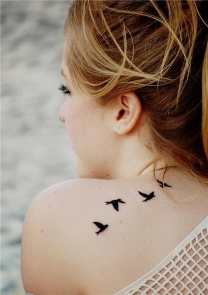 4 birds tattoo Bird shoulder tattoos, Cute shoulder tattoos,