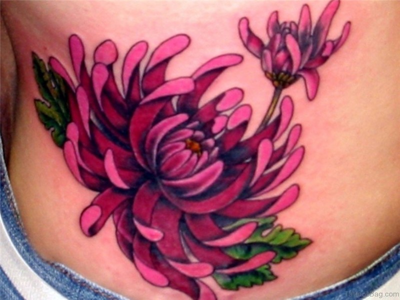 50 Beauteous Flowers Tattoos For Waist