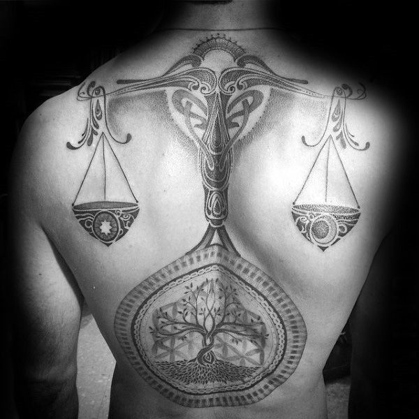 50 Creative Libra Tattoo Designs for Guys Libra tattoo, Back