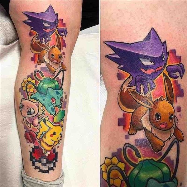 63 Amazing Pokémon Tattoos Pokemon tattoo, Gamer tattoos, Ga