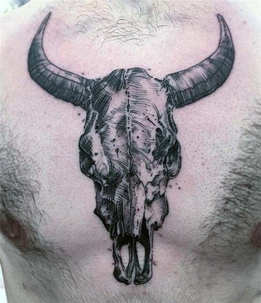 70 Bull Skull Tattoo Designs für Männer - Westliche Ideen Bu