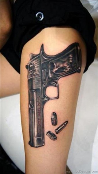 72 Delightful Gun Tattoos On Thigh