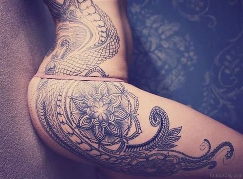 73 Beauteous Mandala Tattoos Designs On Thigh