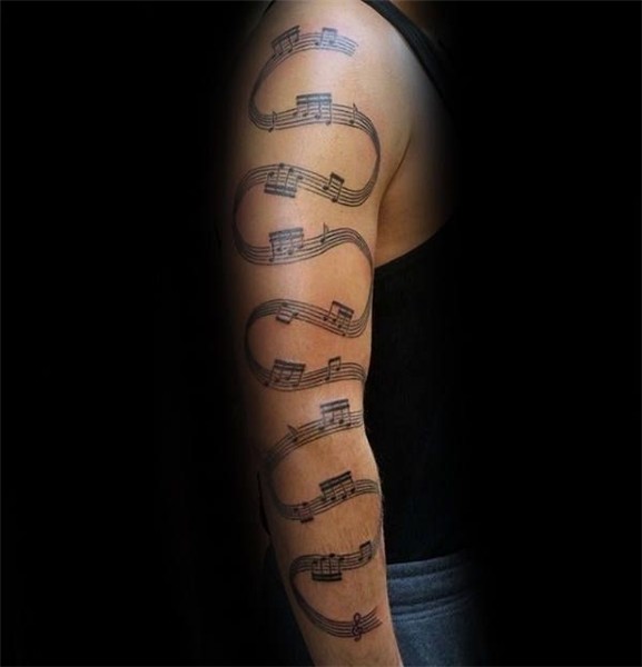 75 Music Note Tattoos For Men - Auditory Ink Design Ideas in
