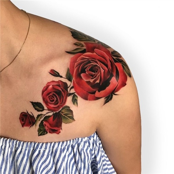 A branch of roses on the collarbone looks very stylish. Used
