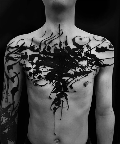 Abstract blackwork tattoos by Gordon Lettuce iNKPPL Thigh ta