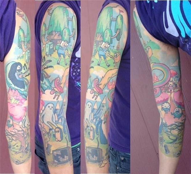 Adventure Time sleeve by Chelsea Rhea @ Amulet Tattoo, St. P