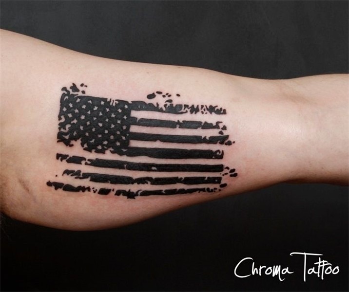 American Flag Tattoo - by Tom Salwoski of Chroma Tattoo, Mic