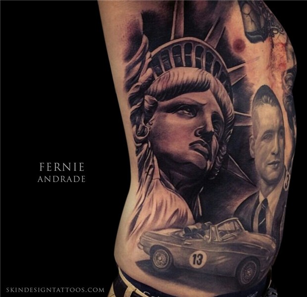 American, family, memorial, patriotic, stomach tattoo on Tat