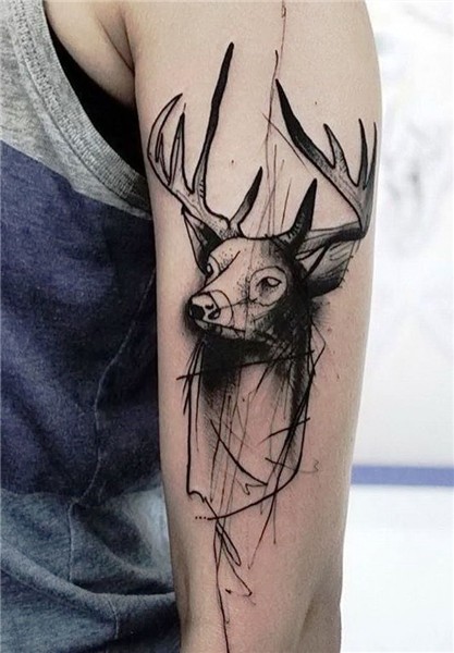 Animal Tattoo Deer tattoo, Black ink tattoos, Deer tattoo gi