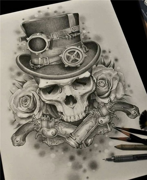 Art by Goran Furjan Skull tattoo design, Steampunk tattoo de