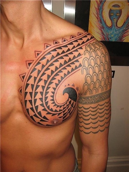 Artistic hawaiian on chest tattoo - Tattoos Book - 65.000 Ta