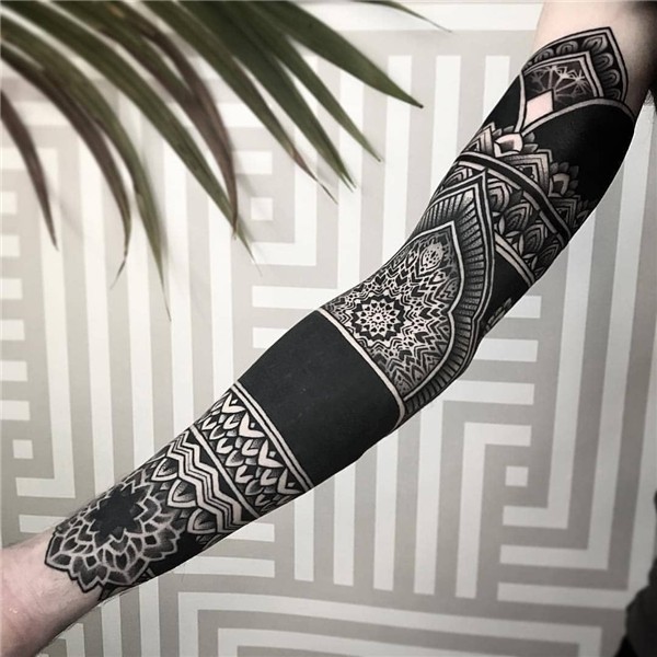 Artist @jackpeppiette Geometric sleeve tattoo, Blackwork tat