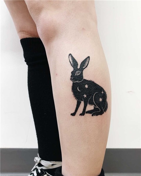 A shadow rabbit filled with sky - Tattoogrid.net