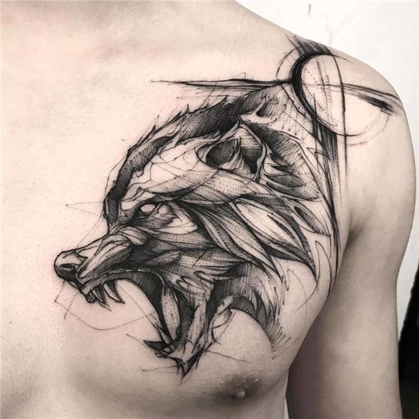 A sketch style wolf by BK Sketch style tattoos, Wolf tattoo