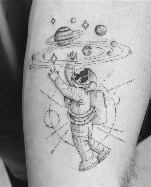 Astronaut line tattoo Planet tattoos, Astronaut tattoo, Astr