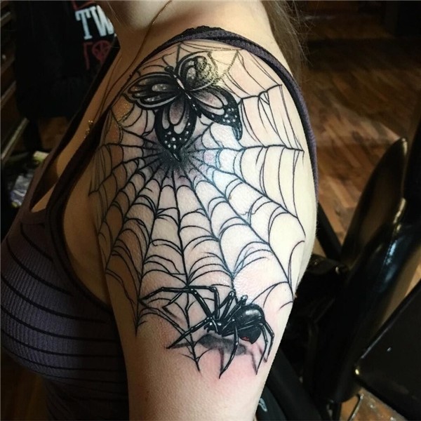 Attractive 3D Black Widow Spider Tattoo Designs & Ideas