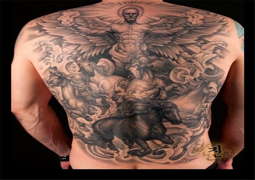 Attractive Back Body Christian Tattoo