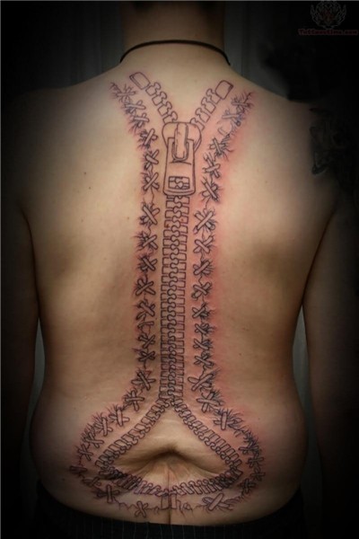 Back Zipper Tattoo For Men