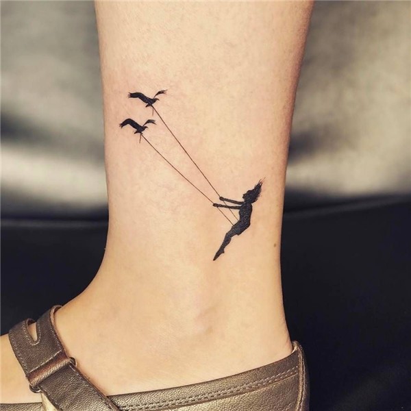 Bird swing tattoo on the ankle. Tattoo fuß, Weibliches tatto