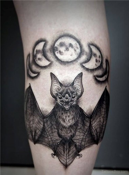 Black Bat and Moon Tattoo For Guys - Segerios.com