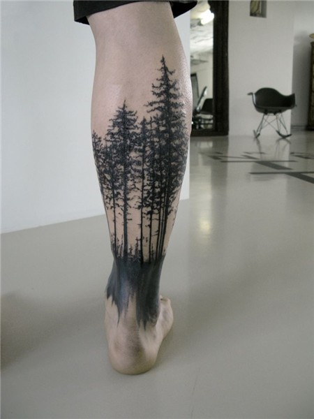 Black Forrest by Apparat Abstract Tree leg tattoo, Forest ta