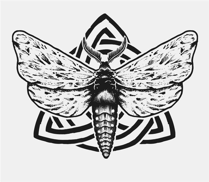 Black Ink Moth Tattoo Design By Mateusz