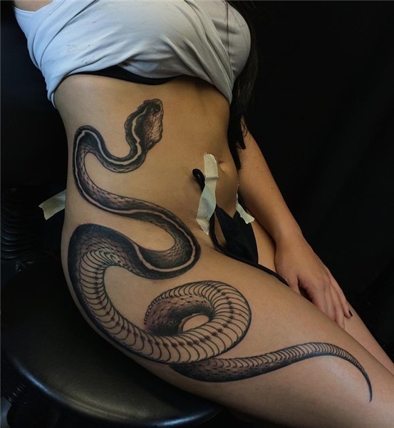 Black Snake Side Tattoo