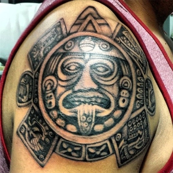 Black great sun tattoo on shoulder - TattooMagz