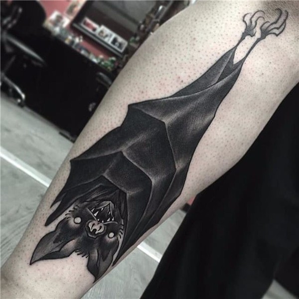 Blackwork bat tattoo by Joe Mumola. #bat #blackwork #horror