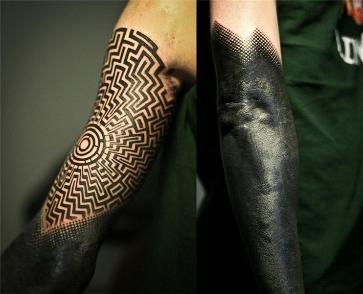 Blackwork tattoo, Tattoos, Geometric tattoo
