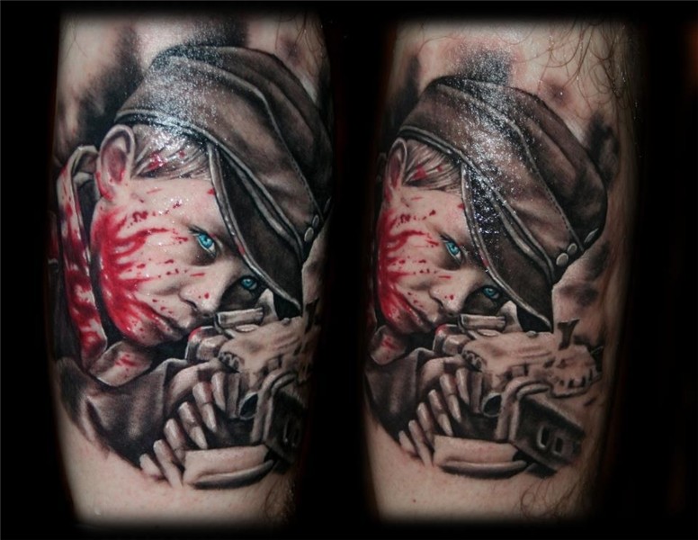 Bleeding Military Boy Tattoo Design
