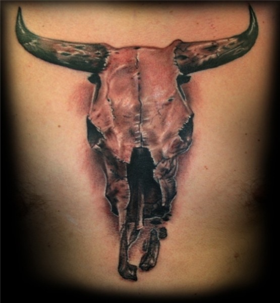 Broken Bull Skull Tattoo