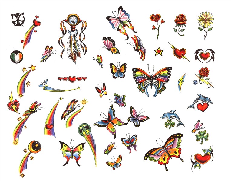 Butterflies, colorful Tattoo Designs free image download
