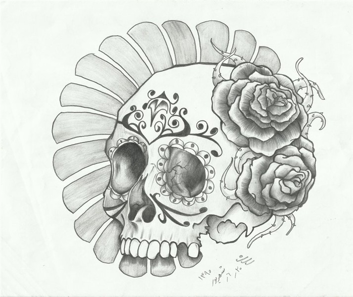 Cane Sugar Skull Tattoo Print in 2017: Real Photo, Pictures,