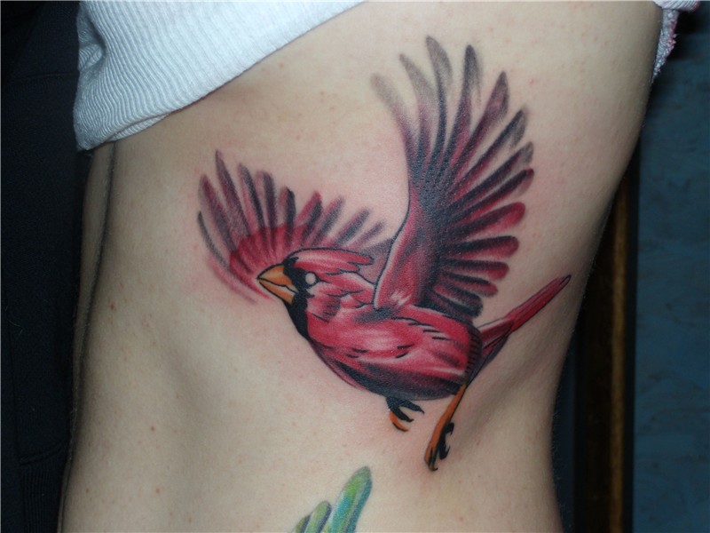 Cardinal in flight. Cardinal tattoos, Small chest tattoos, T