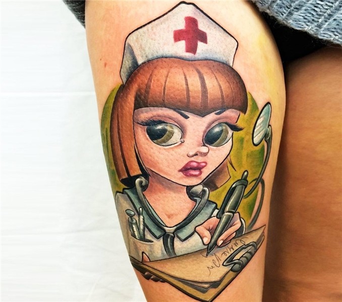 Carton Nurse tattoo by Vincent Zattera Photo 16367