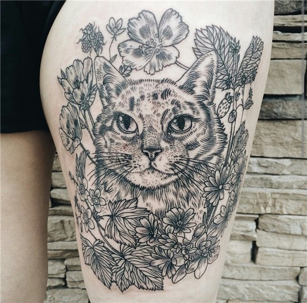 Cat tattoo shared by Gillian on We Heart It