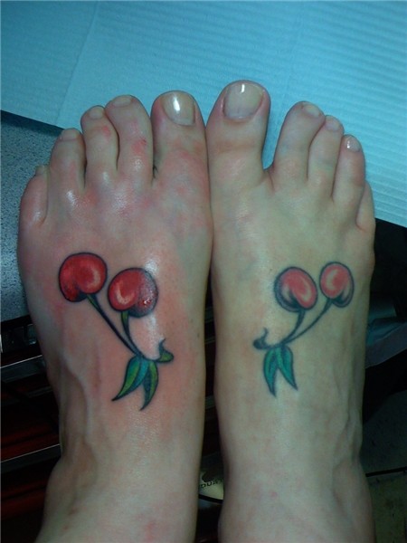 Cherry Tattoo On Feet for Girls
